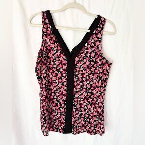 Candie's Y2K Pink and Black Floral Tank Top med